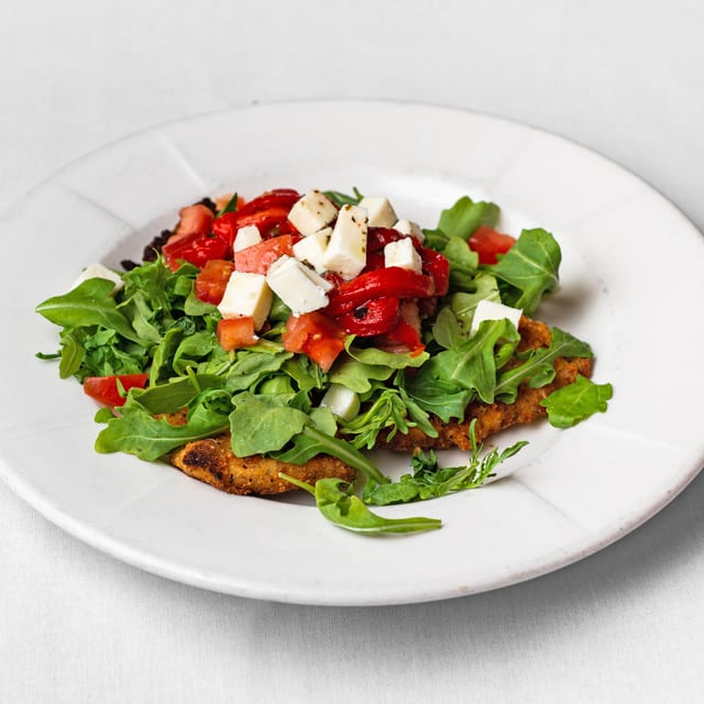Pan-Fried Chicken and Arugula.
